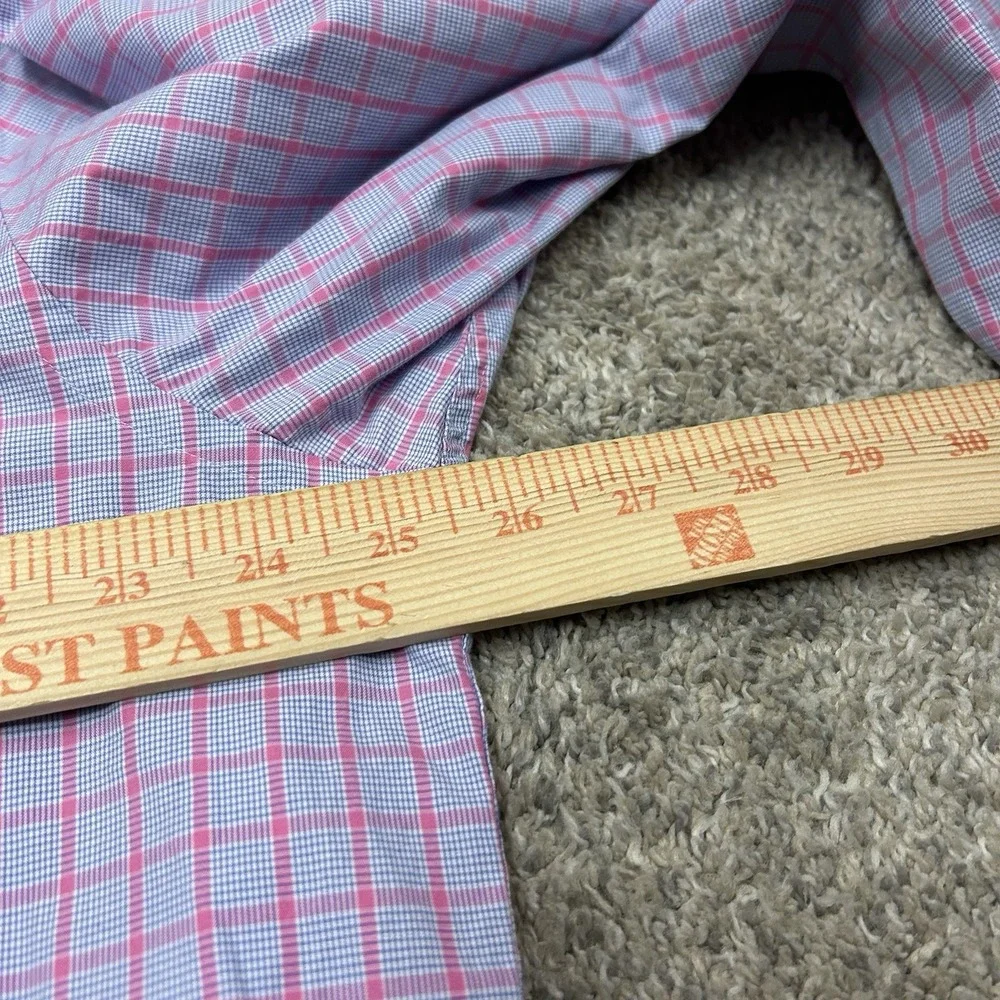 Charles Tyrwhitt Dress Shirt Mens‎ 17.5 34 Classic Fit Pink Blue Plaid Cotton
